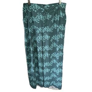 Fighting Eel Ava Sky Classic Swimming Fish Print Wide Leg Pockets Crop Pants L